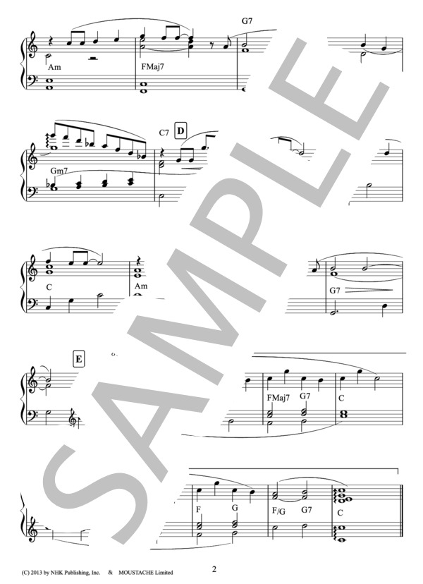 アキのテーマ / 『あまちゃん』より（ピアノ楽譜） (大友 良英) / ピアノソロ 初級 - サンプル譜面 2/2