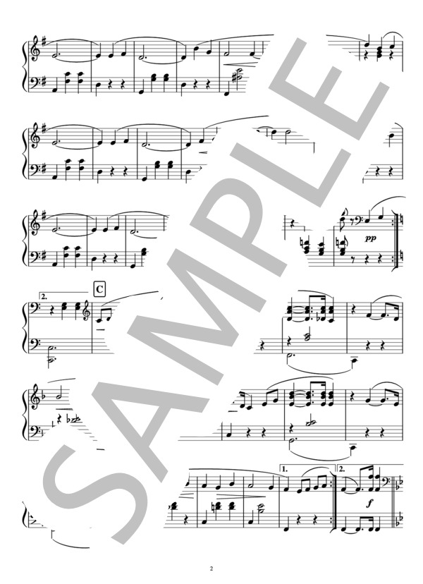 ジュ・トゥ・ヴー / エリック・サティ作曲（ピアノ楽譜） / ピアノソロ 初〜中級 - サンプル譜面 2/3