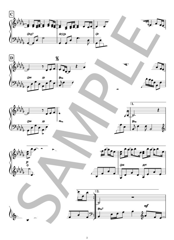 春よ、来い / 松任谷由実（ピアノ楽譜） (松任谷 由実) / ピアノソロ 中級 - サンプル譜面 2/3