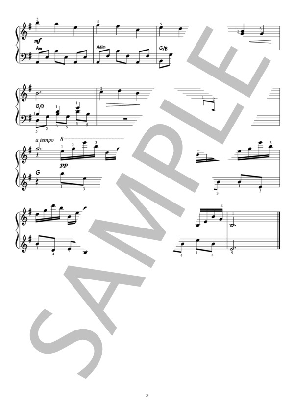 白鳥 / サン・サーンス（ピアノ楽譜） (シャルル・カミーユ・サン=サーンス) / ピアノソロ 初級 - サンプル譜面 3/3