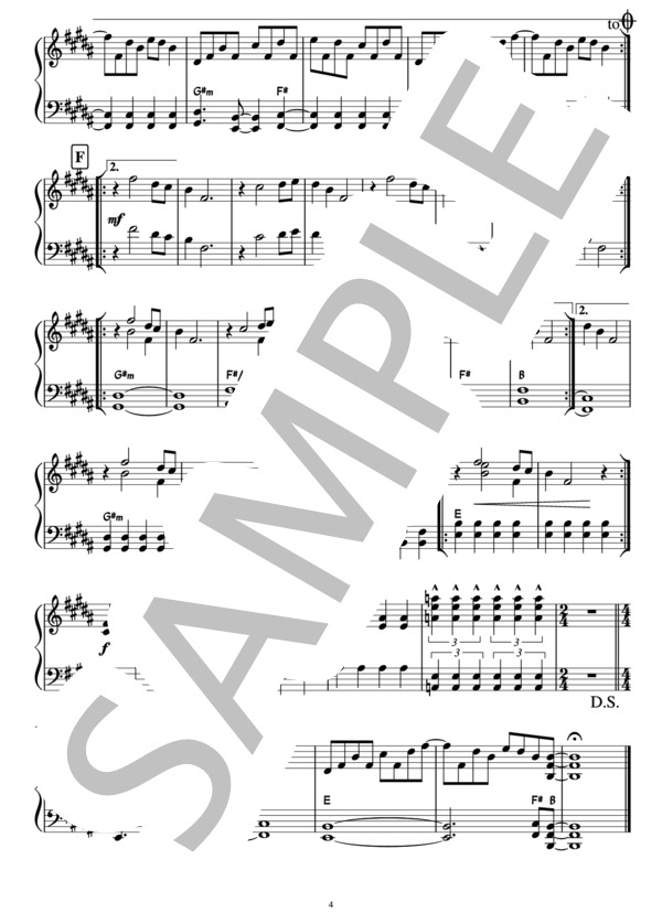 前前前世 / 映画『君の名は。』主題歌（ピアノ楽譜） (RADWIMPS) / ピアノソロ 中級 - サンプル譜面 4/4