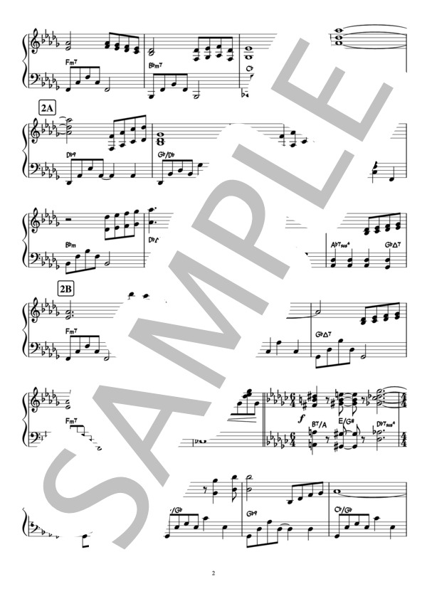 Beauty and the Beast 美女と野獣（ピアノ楽譜） (ピーボ・ブライソン) / ピアノソロ 初〜中級 - サンプル譜面 2/3