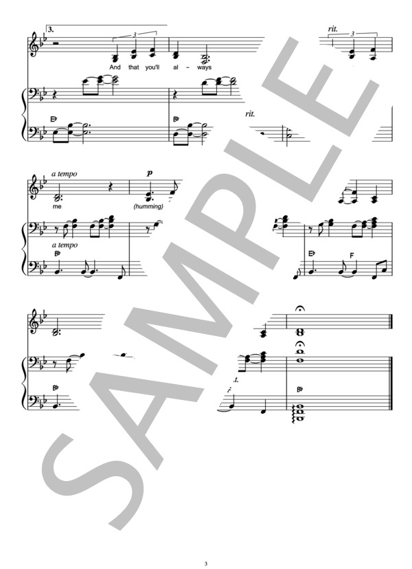 Let It Be Me  /  山下達郎&竹内まりや (歌とピアノ伴奏用楽譜） (ジルベール・ベコー) / 初〜中級 - サンプル譜面 3/3