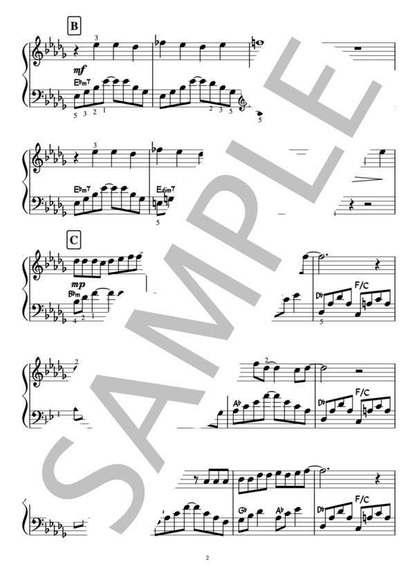 さよならエレジー / ドラマ『トドメの接吻』BGM(ピアノ楽譜） (菅田 将暉) / ピアノソロ 初〜中級 - サンプル譜面 2/3
