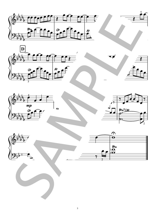 さよならエレジー / ドラマ『トドメの接吻』BGM(ピアノ楽譜） (菅田 将暉) / ピアノソロ 初〜中級 - サンプル譜面 3/3
