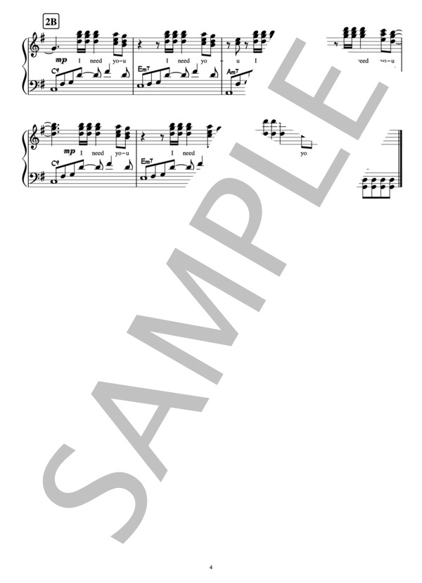 初恋 / 宇多田ヒカル / ドラマ『花のち晴れ』（ピアノ楽譜） (宇多田 ヒカル) / ピアノソロ 中級 - サンプル譜面 4/4