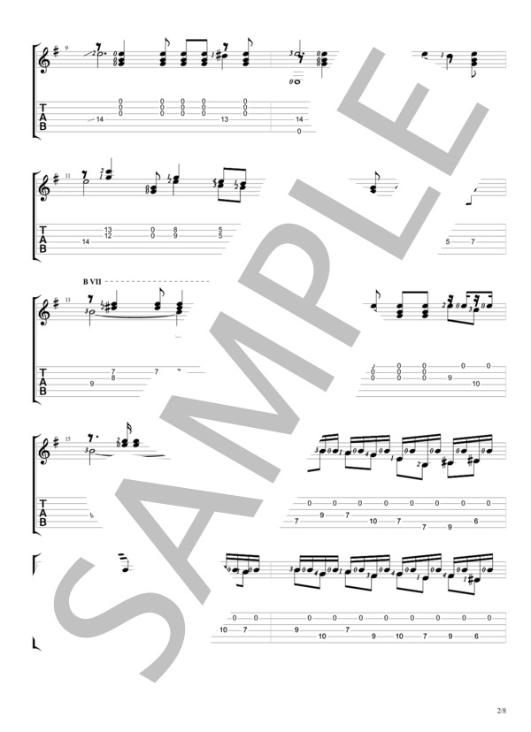 雪が降る (エドアルド・ファルー) / ギターソロ 中〜上級 - サンプル譜面 2/5