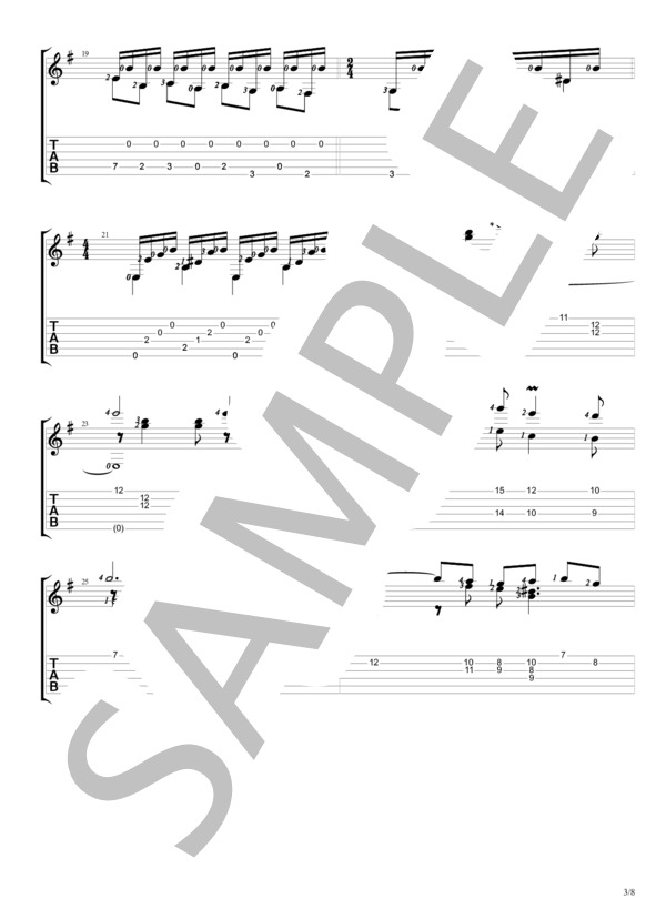 雪が降る (エドアルド・ファルー) / ギターソロ 中〜上級 - サンプル譜面 3/5