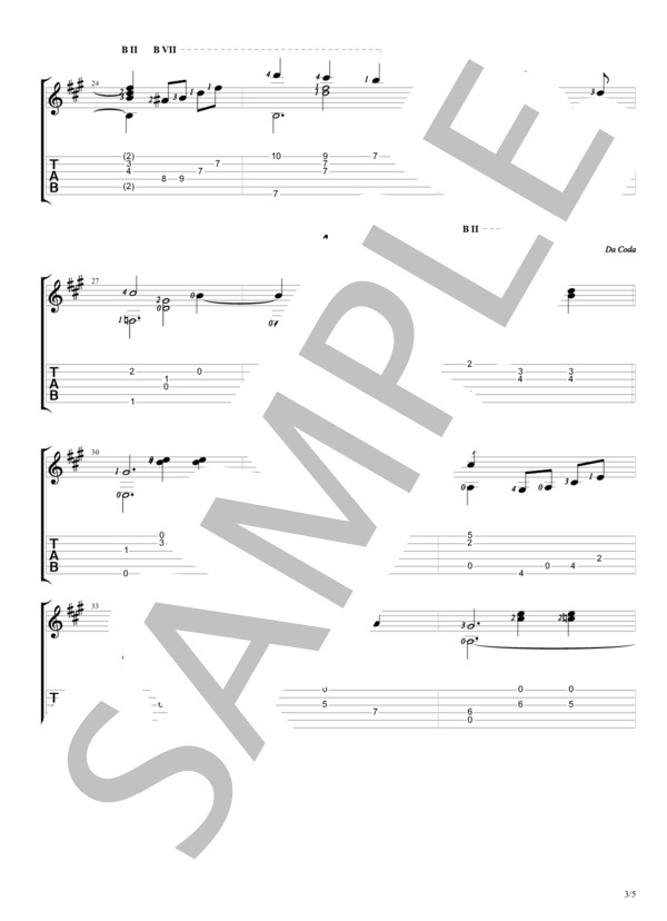 ファシネーション（魅惑のワルツ) ギターソロ (フェルモ・ダンティ・マルケッティ) / 初〜中級 - サンプル譜面 3/5