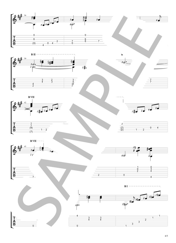 ファシネーション（魅惑のワルツ) ギターソロ (フェルモ・ダンティ・マルケッティ) / 初〜中級 - サンプル譜面 4/5