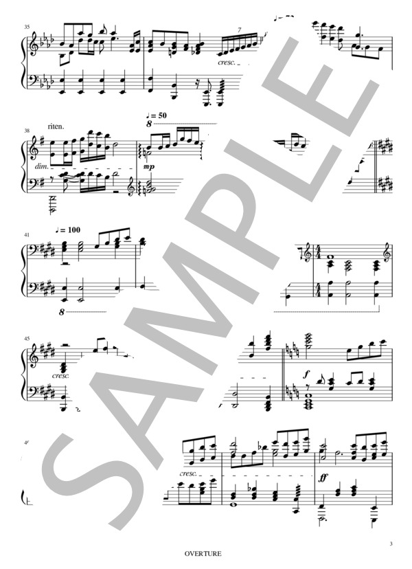【中上級】OVERTURE / ディズニー2017実写版「美女と野獣」 (アラン・メンケン) / ピアノソロ 中〜上級 - サンプル譜面 3/4