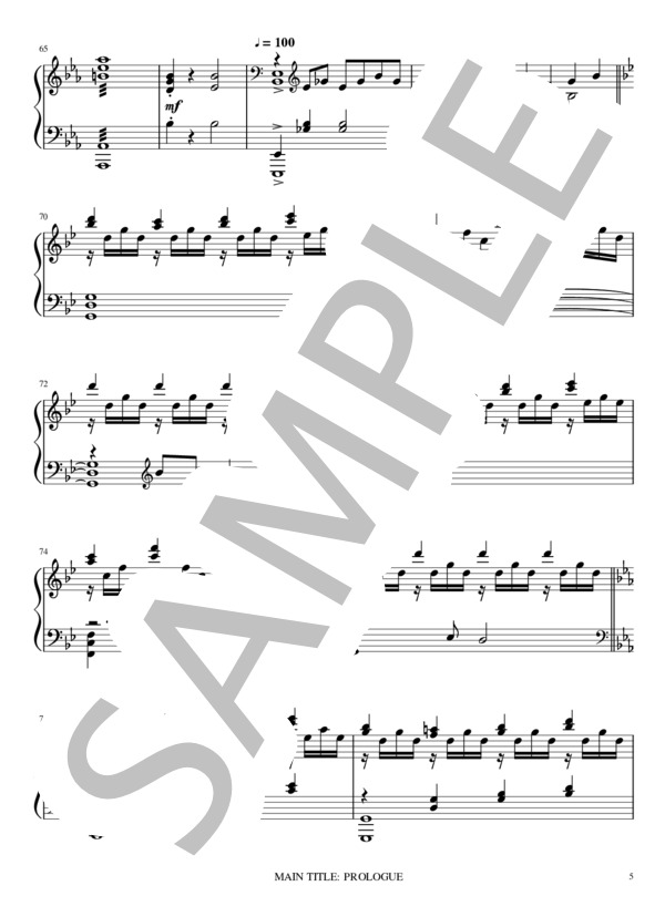 【上級】MAIN TITLE：PROLOGUE / ディズニー2017実写版「美女と野獣」 (アラン・メンケン) / ピアノソロ 上級 - サンプル譜面 5/5