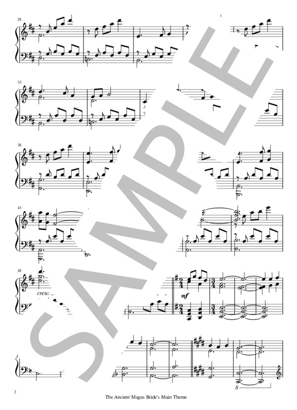 楽譜 魔法使いの嫁 The Ancient Magus Bride S Main Theme Piano Solo 松本 淳一 ピアノソロ 上級 Piascore 楽譜ストア