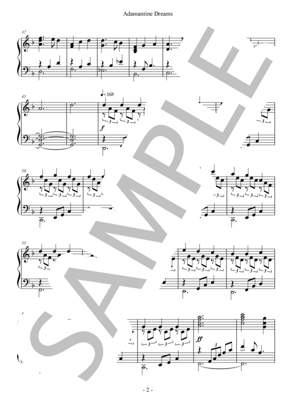 Violet Evergarden OST / Adamantine Dreams / Piano Solo (Evan Call) / ピアノソロ 上級 - サンプル譜面 2/3