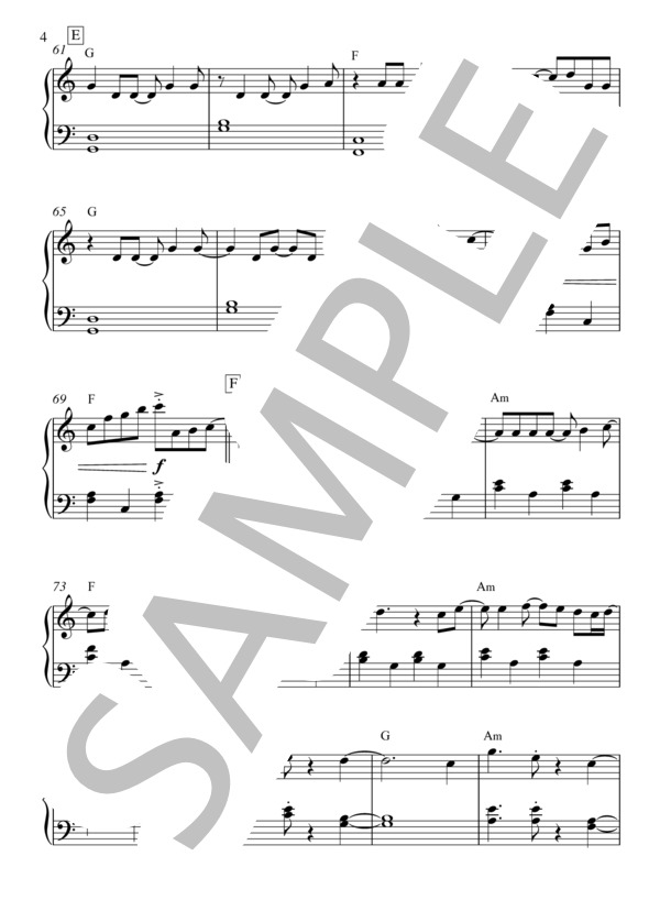 Let It Go ～ありのままで～（ハ長調）ピアノ楽譜 初級 (松 たか子) / ピアノソロ 初級 - サンプル譜面 4/5