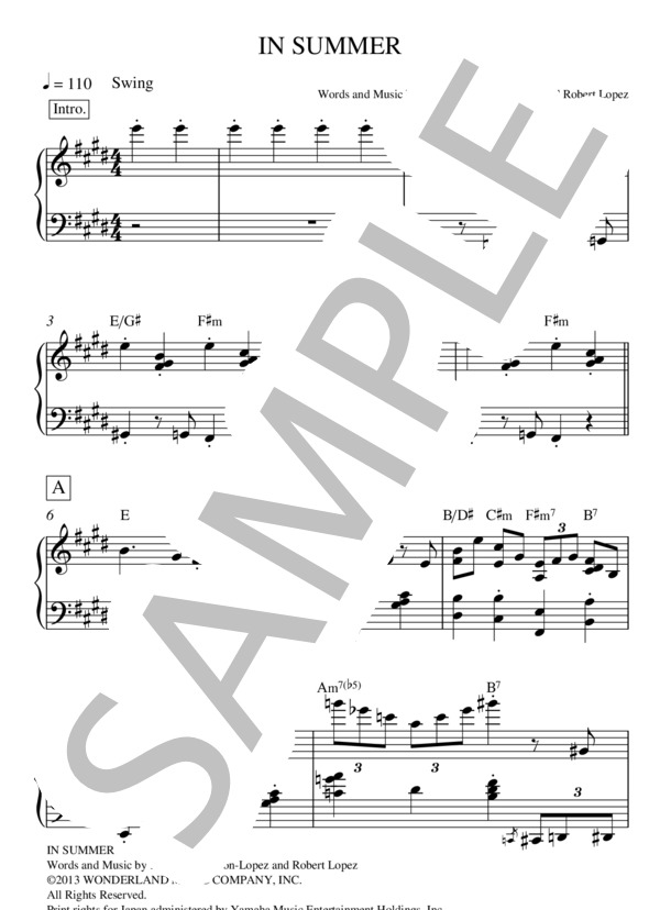 In Summer ～あこがれの夏～ ピアノ楽譜 中級 (JOSH GAD) / ピアノソロ 中級 - サンプル譜面 1/4