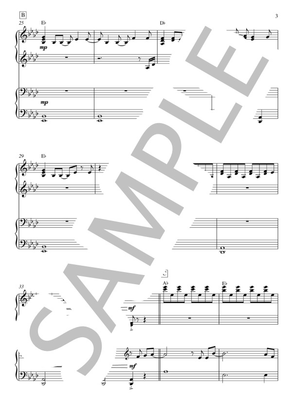 Let It Go ～ありのままで～ ピアノ連弾楽譜 (松 たか子) / 中〜上級 - サンプル譜面 3/5