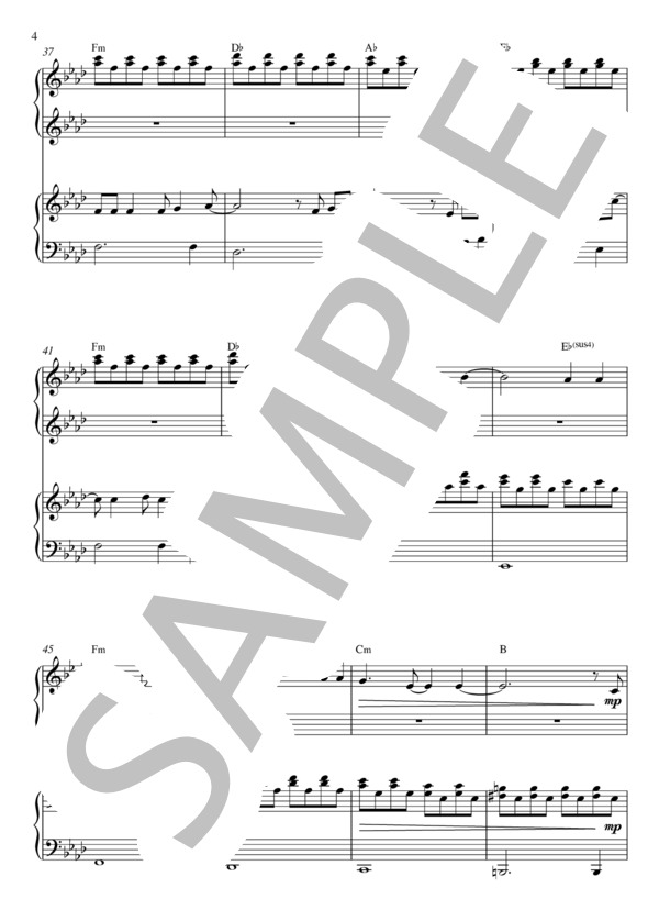 Let It Go ～ありのままで～ ピアノ連弾楽譜 (松 たか子) / 中〜上級 - サンプル譜面 4/5