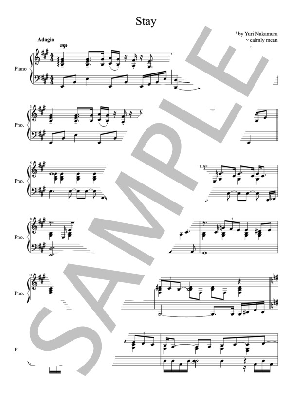 楽譜】Stay＿ピアノ楽譜 / GARNET CROW (ピアノソロ / 中〜上級
