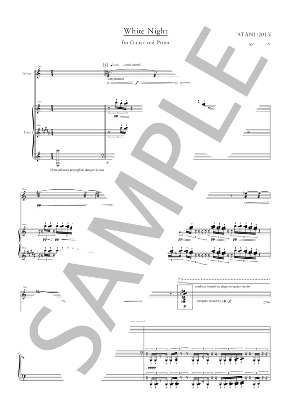 White Night for Guitar and Piano / ピアノ伴奏 中〜上級 - サンプル譜面 5/5