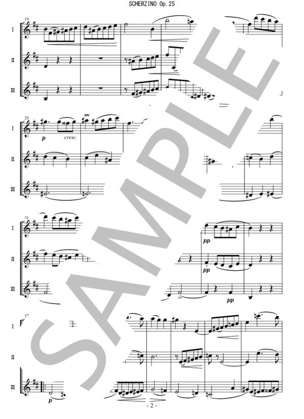 サクソフォン三重奏（同種×3)「SCHERZINO op.25 / Mikuli」 / アンサンブル木管 初〜中級 - サンプル譜面 3/5