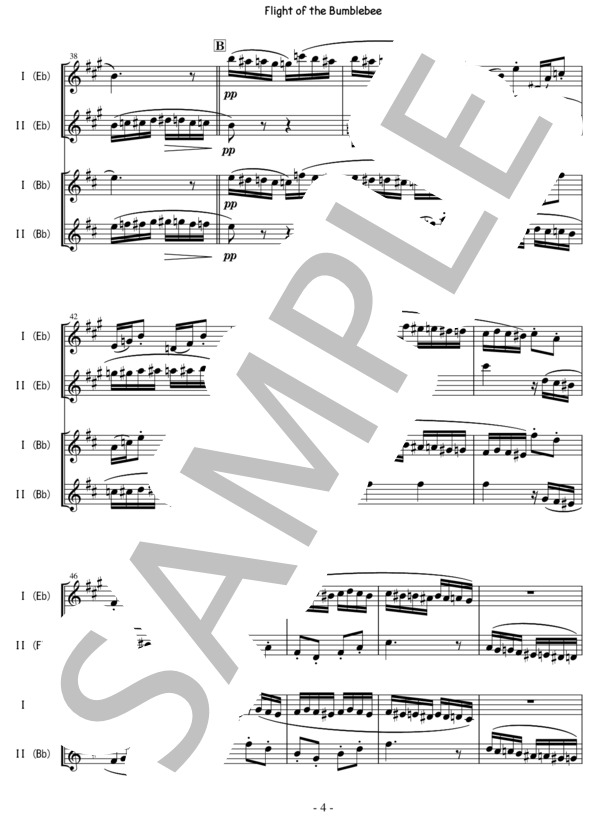 サクソフォン二重奏：熊蜂の飛行「 Flight of the Bumblebee 」※組み合わせ自由な二重奏 / Saxophone Duo / 吹奏楽パート その他 - サンプル譜面 5/5