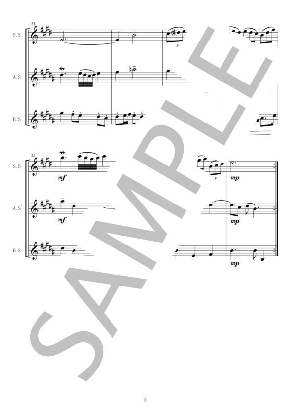 サクソフォン三重奏[SAB]「パルティータ第4番よりメヌエット」 (ヨハン・セバスチャン・バッハ) / アンサンブル木管 初〜中級 - サンプル譜面 4/5