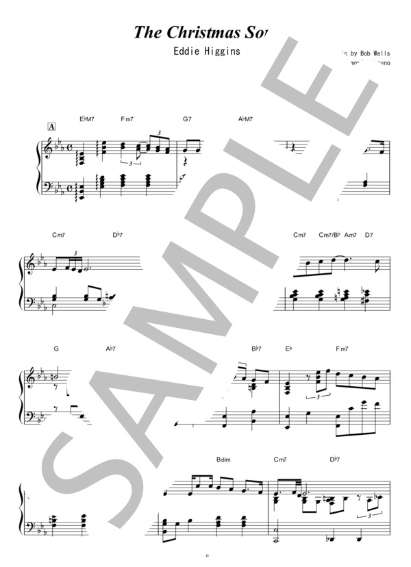 The Christmas Song  /  Eddie Higgins ピアノ完全コピー譜 / ピアノソロ 中〜上級 - サンプル譜面 1/5