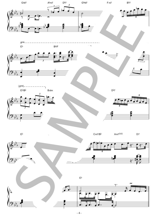The Christmas Song  /  Eddie Higgins ピアノ完全コピー譜 / ピアノソロ 中〜上級 - サンプル譜面 4/5