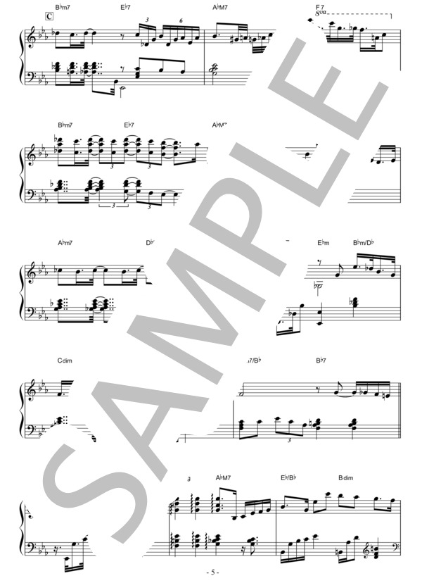 The Christmas Song  /  Eddie Higgins ピアノ完全コピー譜 / ピアノソロ 中〜上級 - サンプル譜面 5/5
