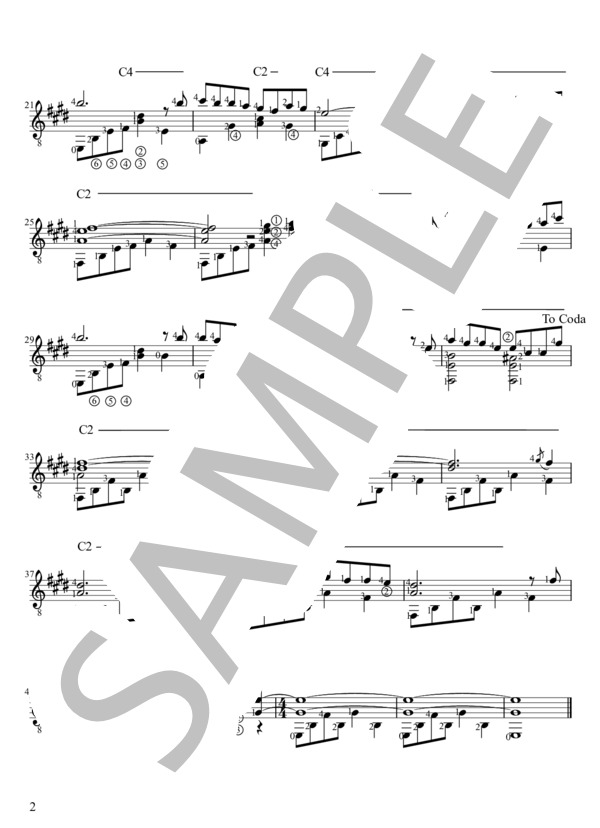 めぐり逢い  /  AGE’35恋しくて(ANDRE GAGNON)ギター楽譜 (アンドレ・ギャニオン) / ギターソロ 中級 - サンプル譜面 2/2