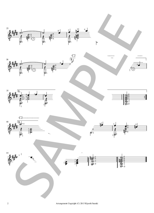 ジムノペディ / Gymnopedie No.1 / Erik Satie / ギター譜 (エリック・サティ) / ギターソロ 中級 - サンプル譜面 2/2