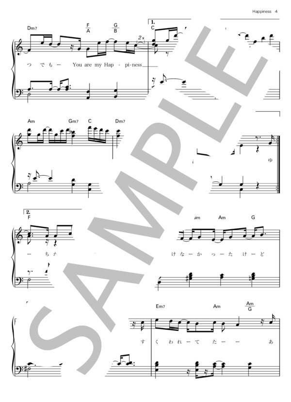 ハ長調で弾ける「Happiness」シェネル / ピアノ楽譜 初級〜中級 (CHE’NELLE) / ピアノソロ その他 - サンプル譜面 4/5