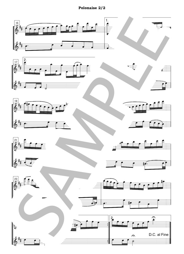 フルート2重奏 ポロネーズ（バッハ） (ヨハン・セバスチャン・バッハ) / アンサンブル木管 初級 - サンプル譜面 2/2