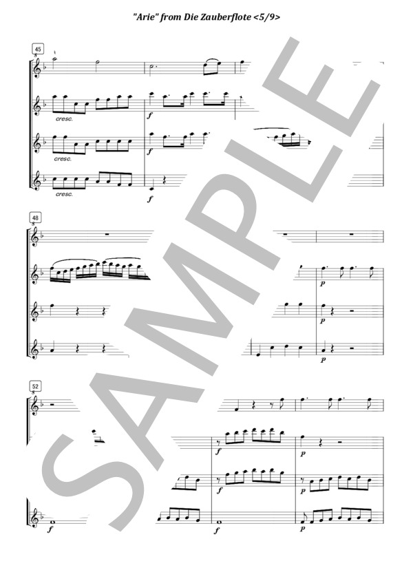 夜の女王のアリア  (モーツァルト) ピッコロ+フルート3重奏 (ヴォルフガング・アマデウス・モーツァルト) / アンサンブル木管 その他 - サンプル譜面 5/5