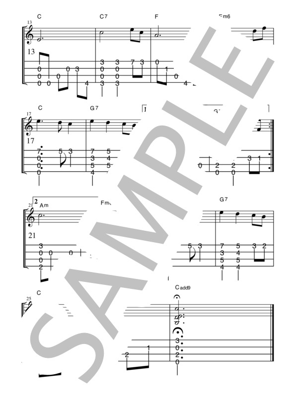 サノエ ソロウクレレ TAB譜 Low-G Hawaiian / ウクレレ弾き語り 初〜中級 - サンプル譜面 2/2