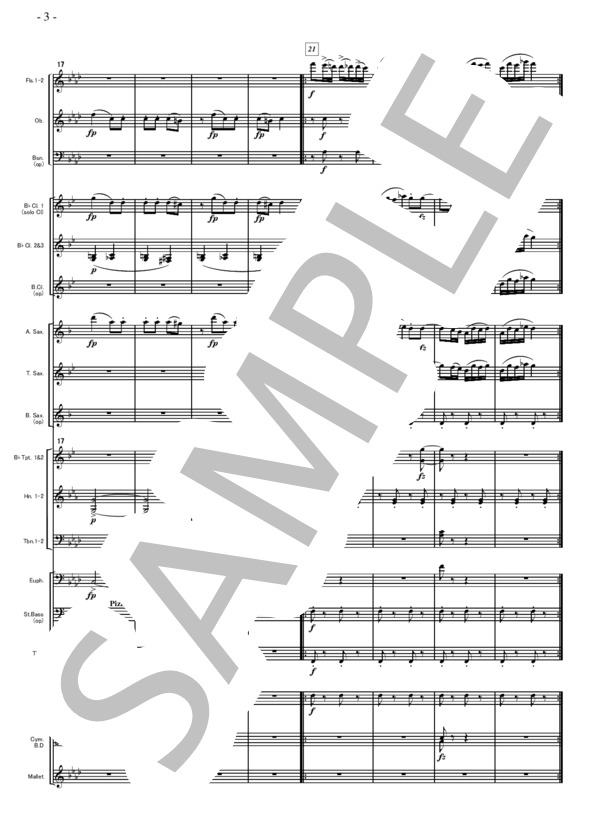 組曲「アラジン」(C.ニールセン）より 黒人の踊り( 吹奏楽小編成アレンジ） (カール・ニールセン) / 吹奏楽パート 中〜上級 - サンプル譜面 3/5