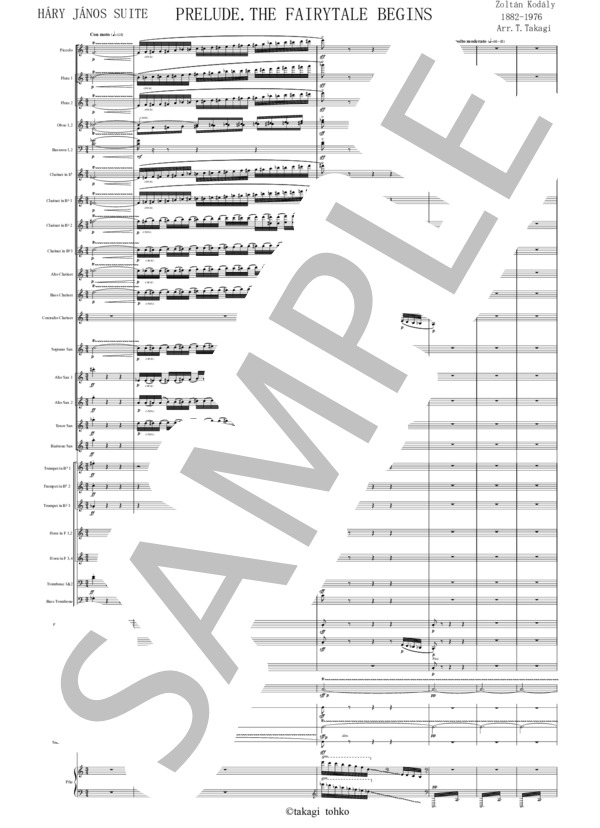 組曲「ハーリ・ヤーノシュ」より 前奏曲(Z.コダーイ）（吹奏楽編曲） (ゾルターン・コダーイ) / 吹奏楽パート その他 - サンプル譜面 1/5