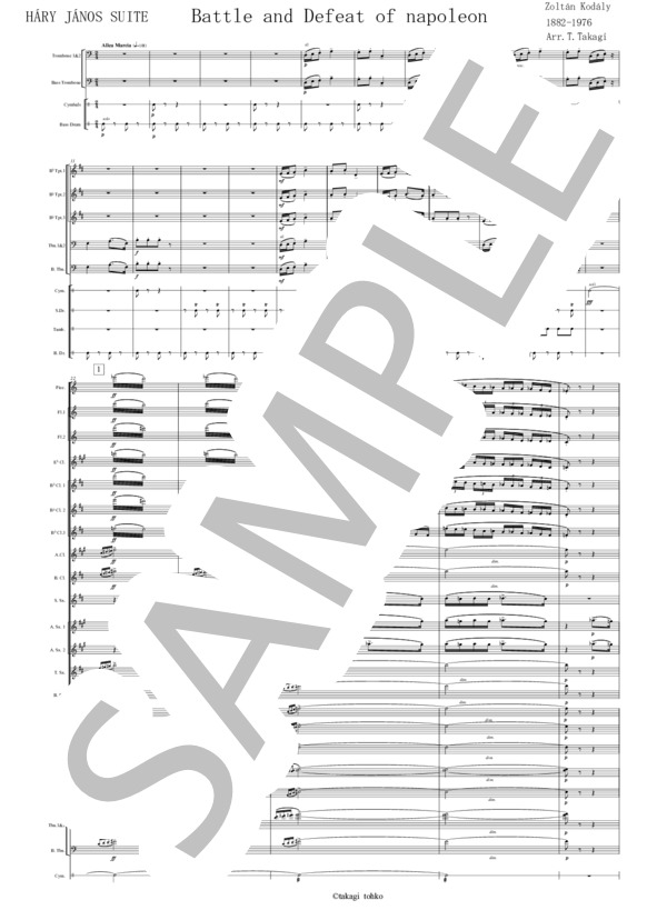 組曲「ハーリ・ヤーノシュ」より 戦争とナポレオンの敗北(Z.コダーイ）（吹奏楽編曲） (ゾルターン・コダーイ) / 吹奏楽パート その他 - サンプル譜面 1/5