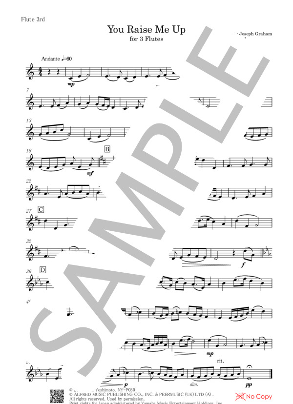 ユー・レイズ・ミー・アップ / フルート三重奏 (ロルフ・ラヴランド) / アンサンブル木管 その他 - サンプル譜面 5/5