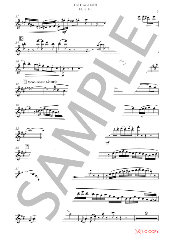 オレ・ガッパ(Ole Guapa) / アリー・マースランド（マランド) / フルート四重奏 (The Malando Orchestra) / アンサンブル木管 その他 - サンプル譜面 2/5