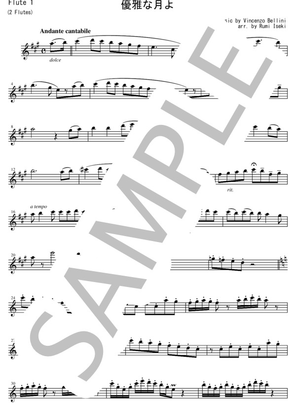 SFC006 優雅な月よ / ベッリーニ（フルート二重奏） (ヴィンチェンツォ・ベッリーニ) / その他 - サンプル譜面 1/5