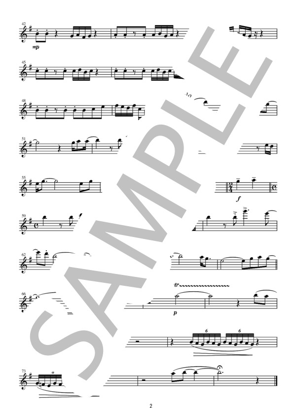FQG014 ひこうき雲 / 荒井由実（アルト、バスを含むフルート四重奏） (GRACE) / その他 - サンプル譜面 2/5