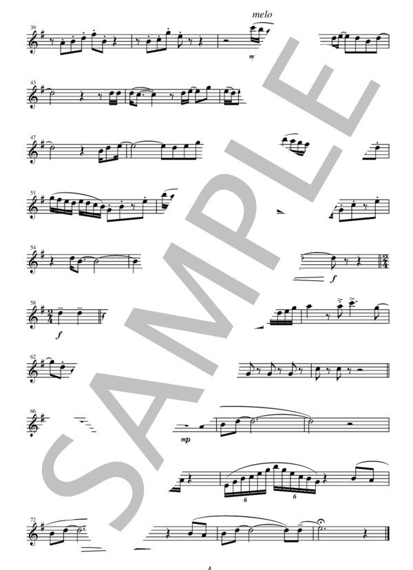 FQG014 ひこうき雲 / 荒井由実（アルト、バスを含むフルート四重奏） (GRACE) / その他 - サンプル譜面 4/5