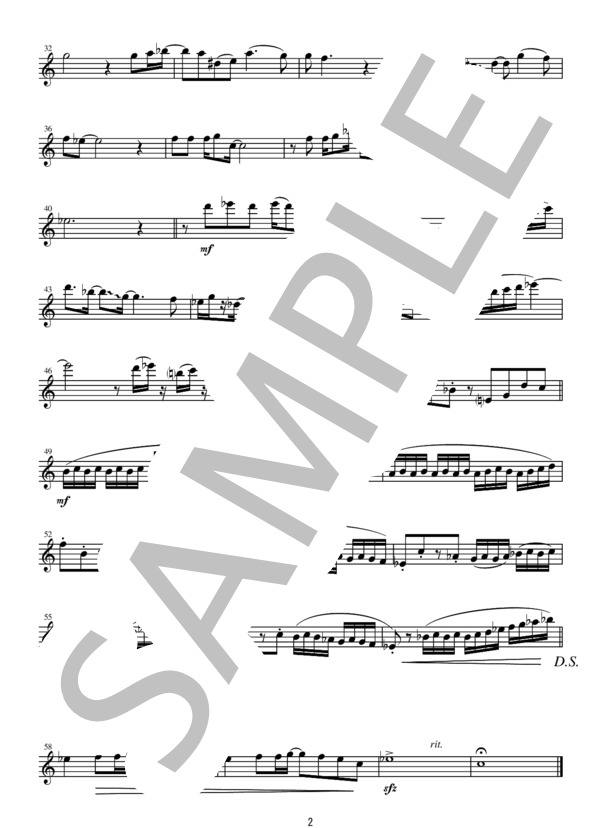 FQG022 中央フリーウェイ / 荒井由実（アルト、バスを含むフルート四重奏） (GRACE) / その他 - サンプル譜面 2/5