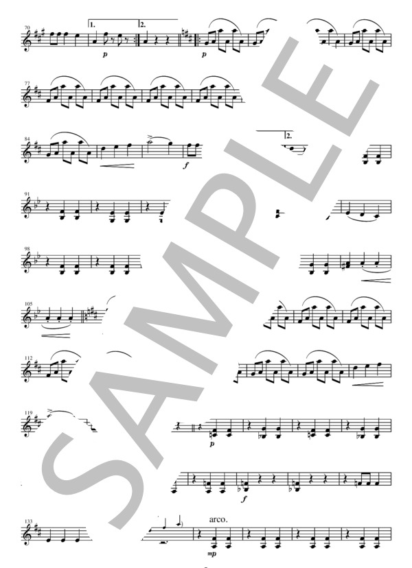 FVC006 美しく青きドナウ / J.シュトラウス：フルート、バイオリン、チェロの三重奏（オプション：ハープ） (ヨハン・シュトラウス2世) / ヴァイオリン その他 - サンプル譜面 5/5