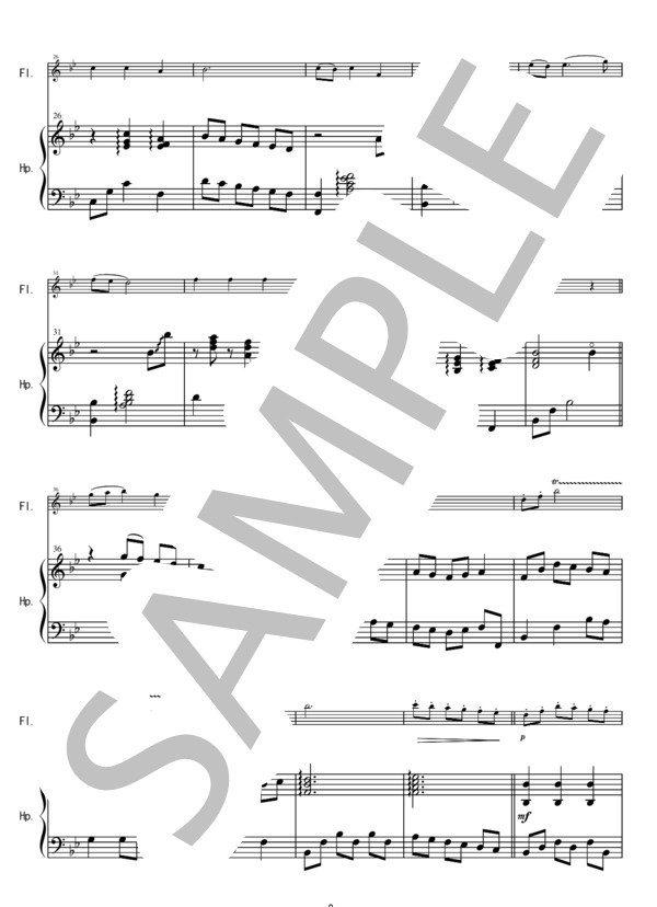 HF002 ふるさと / 岡野貞一：ハープとフルート(Harp,Flute) (岡野 貞一) / その他 - サンプル譜面 4/5