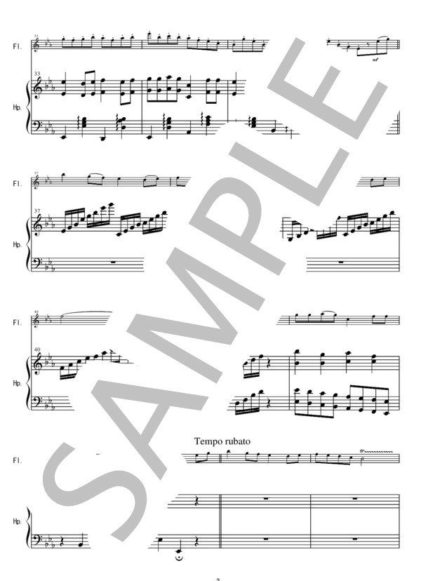 HF008 大きな古時計 / ワーク：ハープとフルート(Harp,Flute) (ヘンリー・クレイ・ワーク) / その他 - サンプル譜面 5/5