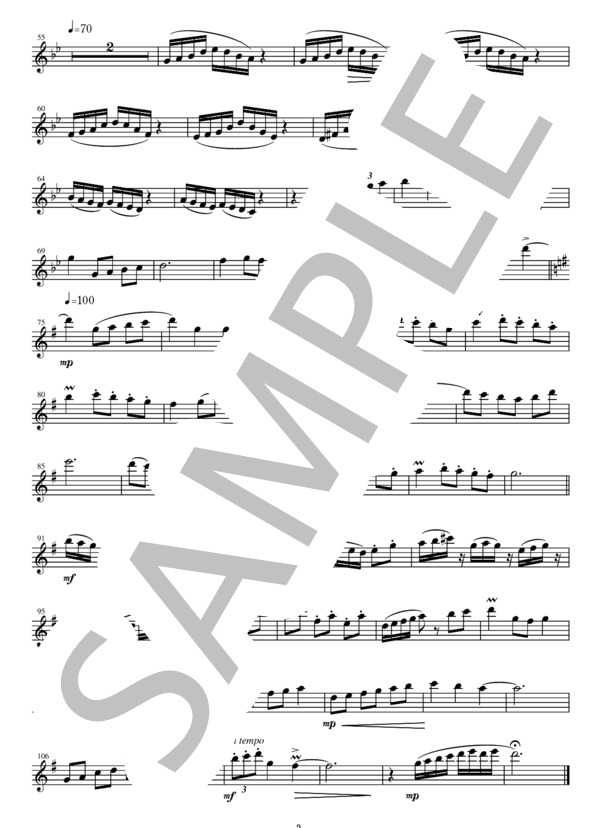 HF010 春色のメヌエット / バッハのメヌエット：ハープとフルート(Harp,Flute) (ヨハン・セバスチャン・バッハ) / その他 - サンプル譜面 2/5