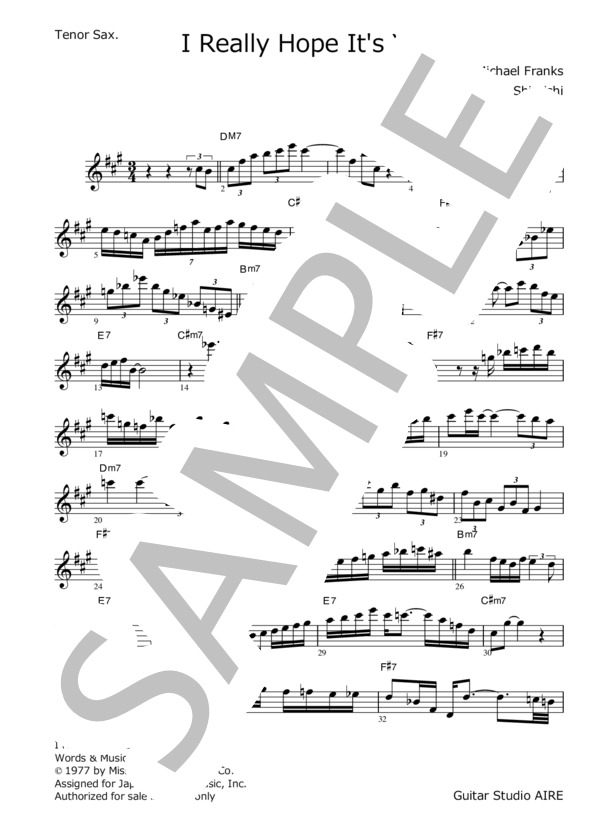 テナーサックスソロ● マイケルブレッカー I Really Hope It's You (FRANKS MICHAEL) / 上級 - サンプル譜面 1/4